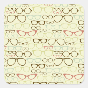 Adesivo Quadrado Hipster retro do Eyeglass