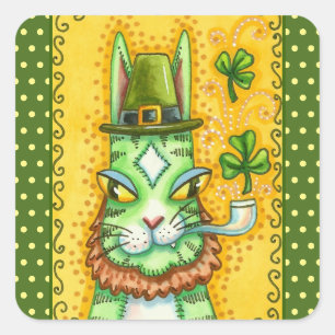 ADESIVO QUADRADO HISS N' FITZ LEPRECHAUN, RUA. GATO ENGRAÇADO DO D