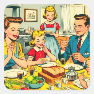 Adesivo Quadrado Histórias em quadrinhos da família feliz