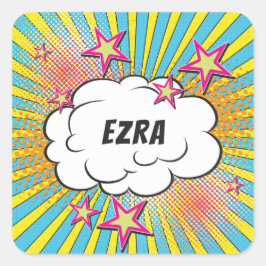 Adesivo Quadrado Histórias em Quadrinhos Livro de Quadrinhos Bar ou