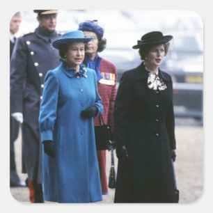 Adesivo Quadrado HM Queen Elizabeth II-Margaret Thatcher