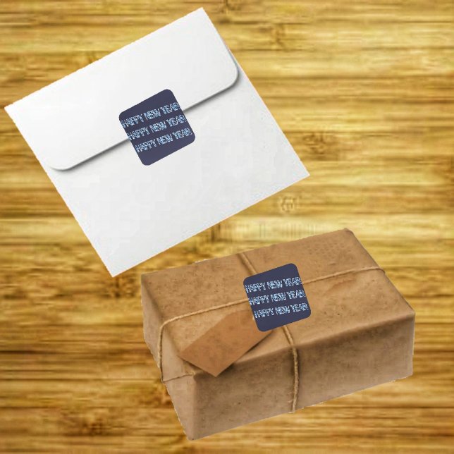 Adesivo Quadrado HNY-Blue Diamond (Welcoming New Year stickers, with this design, HNY Blue Diamond Square Stickers.)