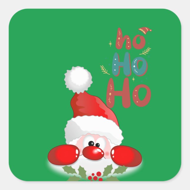 Adesivo Quadrado Ho, ho, ho! Merry Christmas Square Sticker (Frente)