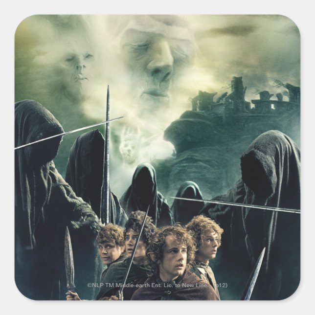 Adesivo Quadrado Hobbits Prontos para a Batalha (Frente)