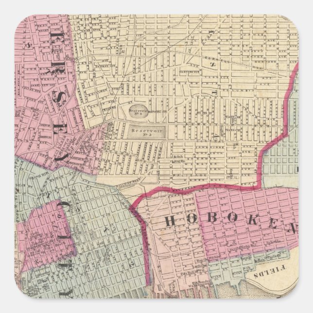 Adesivo Quadrado Hoboken, Jersey City (Frente)