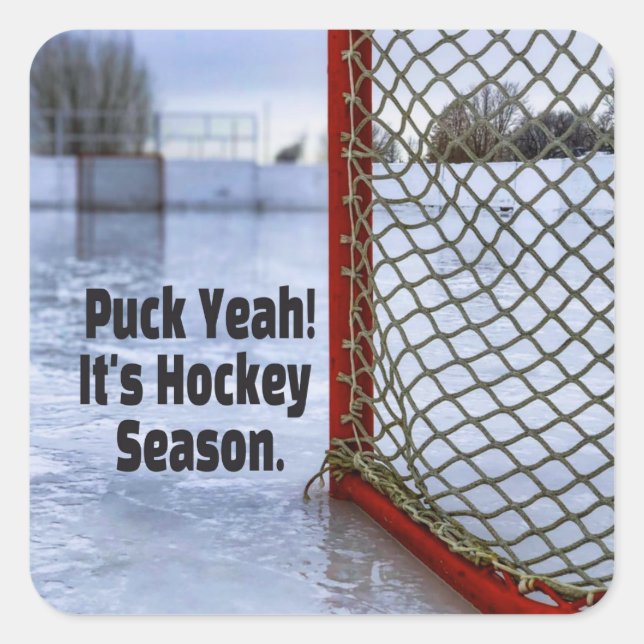 Adesivo Quadrado Hockey Season Ice Frio Engraçado Humor Puck (Frente)