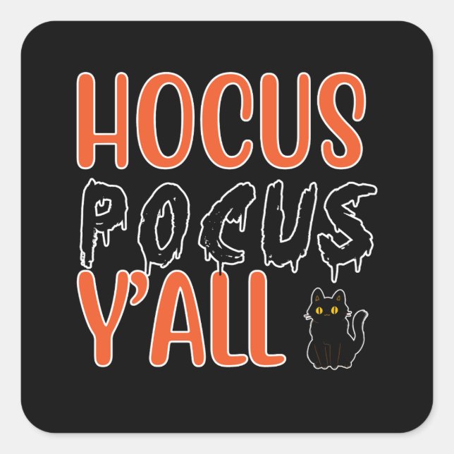 Adesivo Quadrado Hocus Pocus Y'all Halloween Design (Frente)