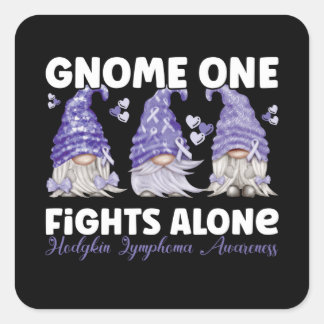 Adesivo Quadrado Hodgkin Lymphoma Cancer Violet Ribbon Gnome