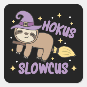 Adesivo Quadrado Hokus Slowcus - Esquadra de Figurino do Halloween 