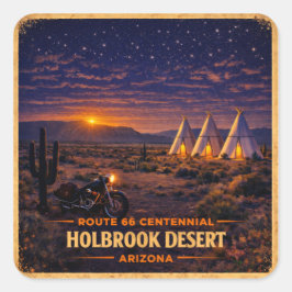 Adesivo Quadrado Holbrook Arizona 100 Anos Wigwam Crepúsculo Glow