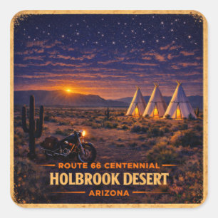 Adesivo Quadrado Holbrook Arizona 100 Anos Wigwam Crepúsculo Glow
