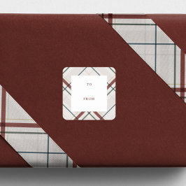 Adesivo Quadrado Holiday plaid neutral to and from Christmas gift