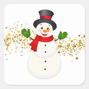 Adesivo Quadrado Holiday Stickers-Snowman