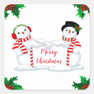 Adesivo Quadrado Holiday Stickers Snowman