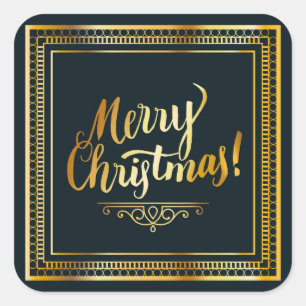 Adesivo Quadrado Holiday Typografia trendy gold confetti Natal