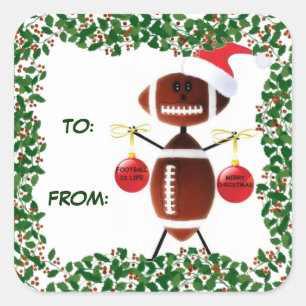 Adesivo Quadrado Holly Christmas Football Gift Tag