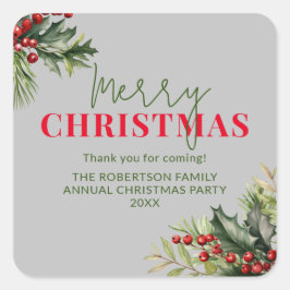 Adesivo Quadrado Holly e Pine nas Cinzas de Natal