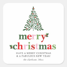 Adesivo Quadrado Holly Feliz e Bright Christmas