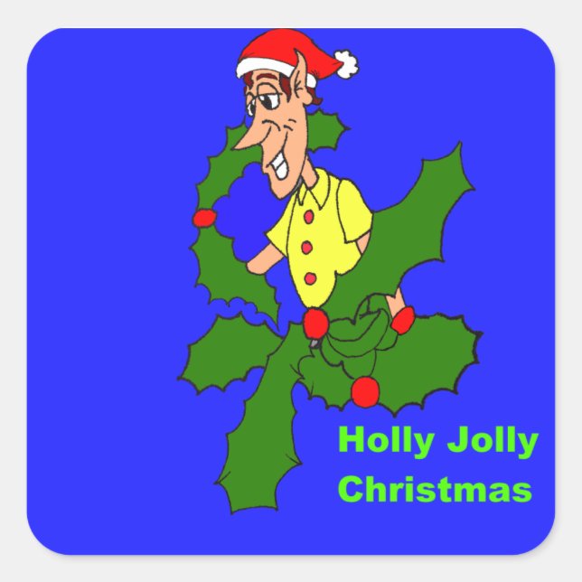Adesivo Quadrado Holly Jolly Christmas (Frente)