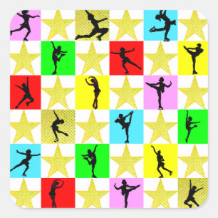 ADESIVO QUADRADO HOLLY JOLLY FIGURE SKATER CHRISTMAS DESIGN
