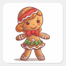 Adesivo Quadrado Holly Jolly Gingerpão Girl