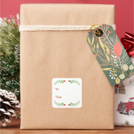 Adesivo Quadrado Holly Leaf Gift Tag Stickers