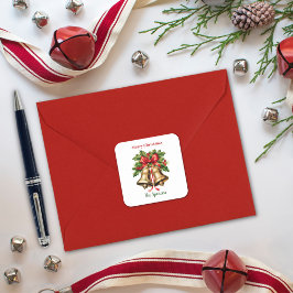 Adesivo Quadrado Holly Sai e Berries Dourados Belts Feliz Natal