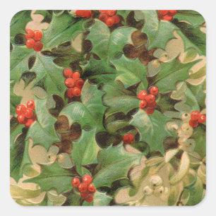 Adesivo Quadrado Holly Tree Natal Foliday Art Impressão Greenery