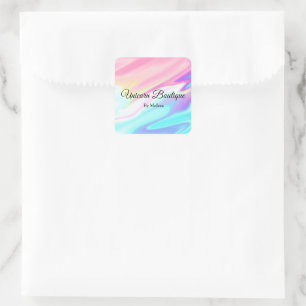 Adesivo Quadrado Holografia Unicorn