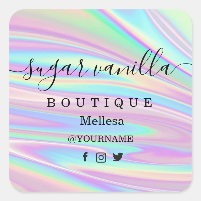 Adesivo Quadrado Holografia Unicorn Square Sticker (Frente)