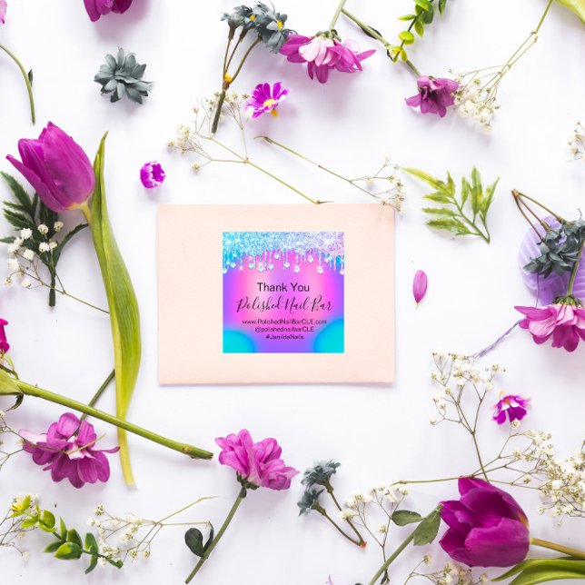 Adesivo Quadrado Holográfico Obrigado Diamond Drives Nail Blue (Criador carregado)