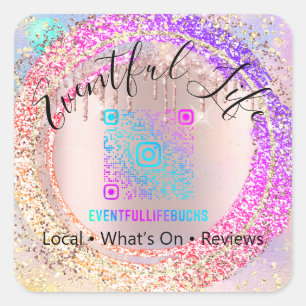 Adesivo Quadrado Hológrafo Compro Bítico Profissional - Brilhante R