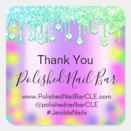 Adesivo Quadrado Hológrafo Obrigado Diamond Drives Nail Hot Pink