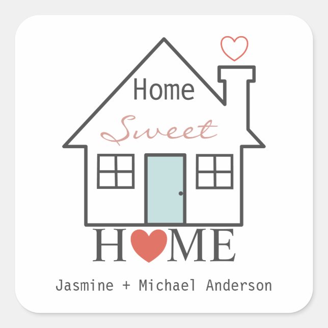 Adesivo Quadrado Home Sweet Home personalizado (Frente)