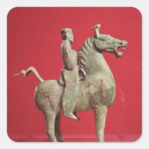 Adesivo Quadrado Homem a cavalo de Wu-wei, Kansu