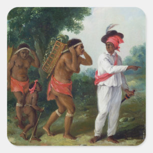 Adesivo Quadrado Homem de Cor do Índio Ocidental, Dirigindo duas Sa