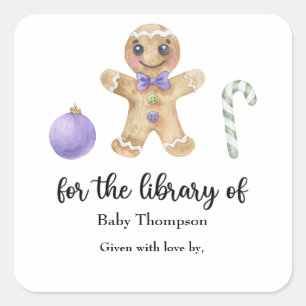 Adesivo Quadrado Homem de gengibre de Natal - para a biblioteca de