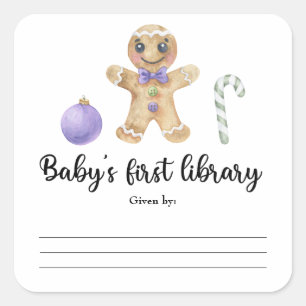 Adesivo Quadrado Homem de gengibre de Natal - Primeira biblioteca d