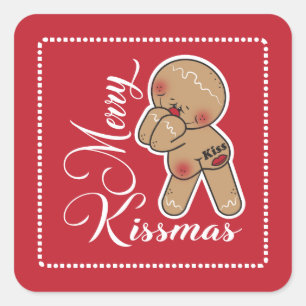 Adesivo Quadrado Homem de Gingerpão de Kissmas, Feliz bonita