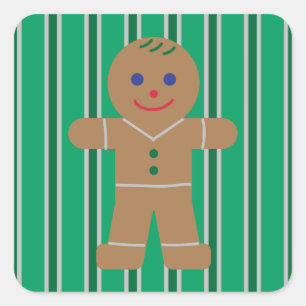 Adesivo Quadrado Homem de Gingerpão de Natal divertido e Rico