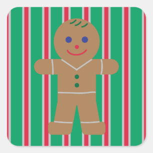Adesivo Quadrado Homem de Gingerpão de Natal divertido e Rico