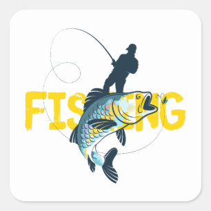Adesivo Quadrado Homem de Pesca