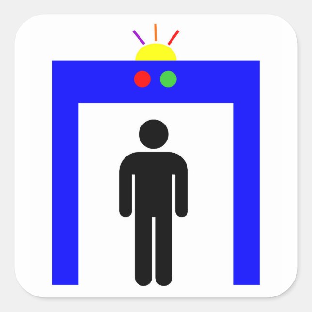 Adesivo Quadrado homem do alarme de segurança do detector de metais (Frente)