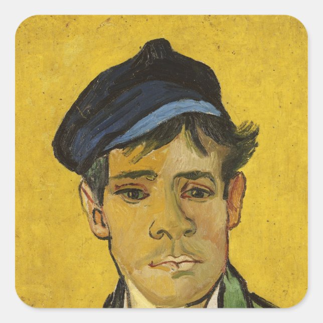 Adesivo Quadrado Homem novo com um chapéu, 1888 de Vincent van Gogh (Frente)