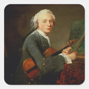 Adesivo Quadrado Homem novo com um violino
