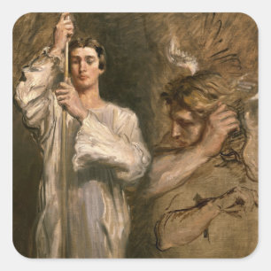 Adesivo Quadrado Homem novo que guardara uma cruz