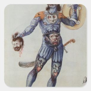 Adesivo Quadrado Homem Pictish que guardara uma cabeça humana
