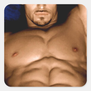 Adesivo Quadrado Homem sensual na cama - pintura original