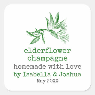 Adesivo Quadrado Homemade com amor Elderflower Chanpagne