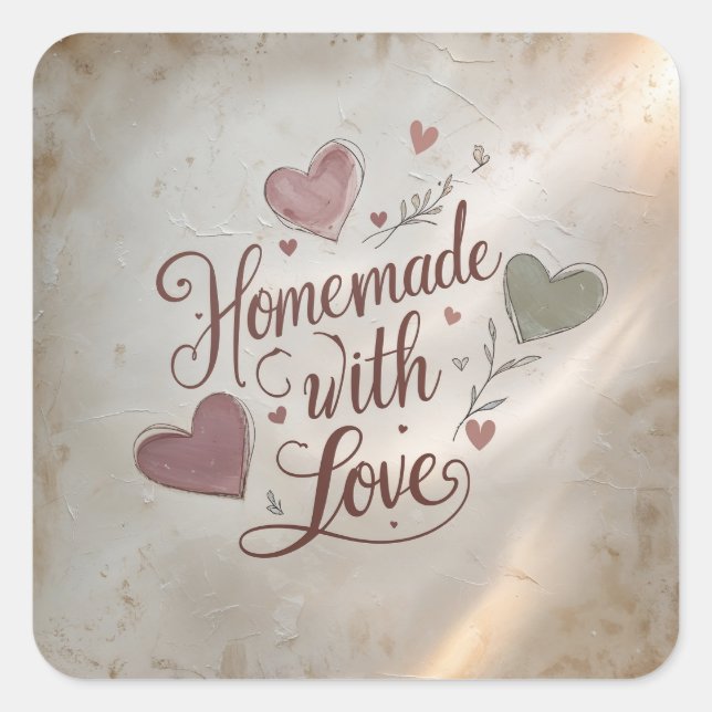 Adesivo Quadrado Homemade com Love Sticker (Frente)